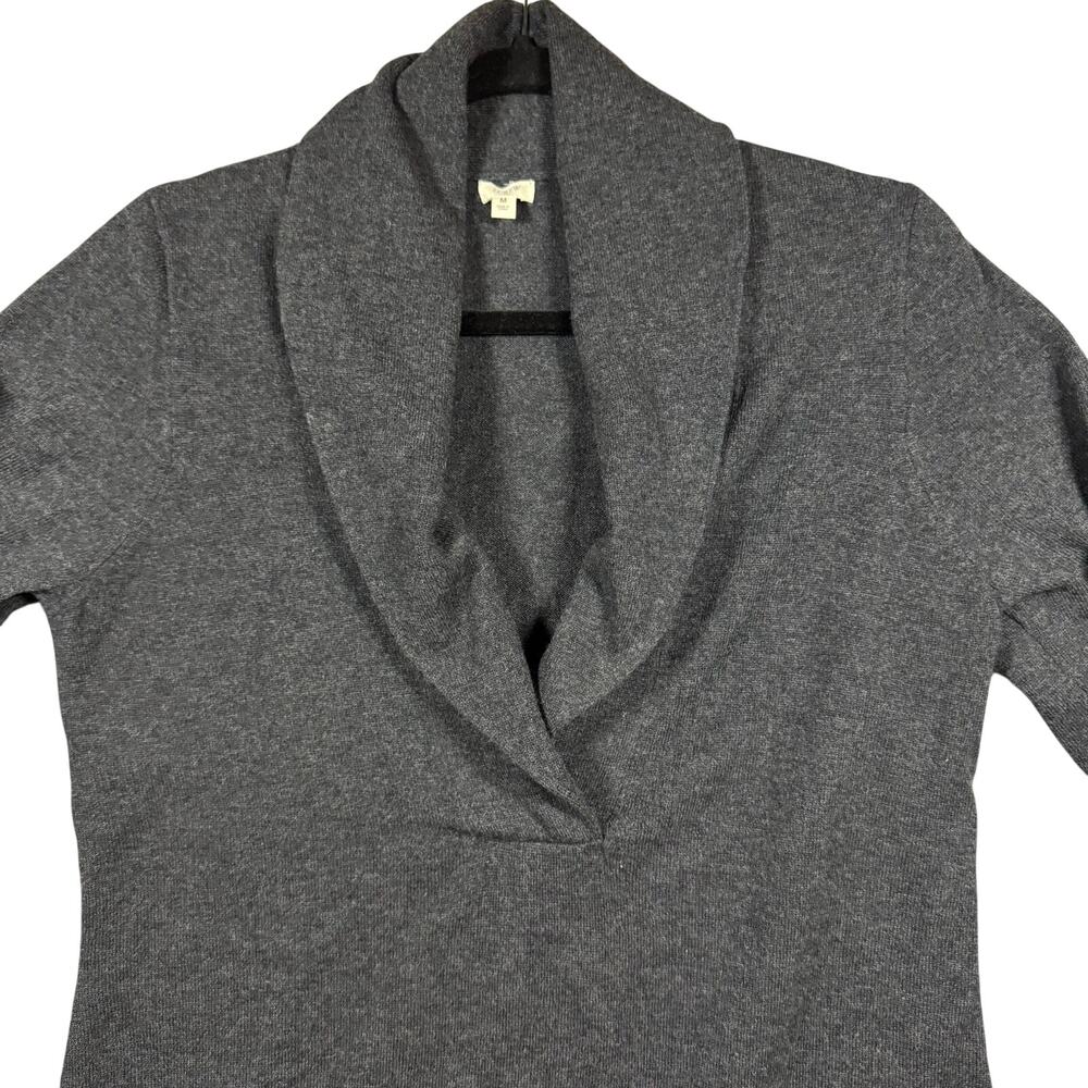 J.Crew Women's Charcoal Gray Wool/Cashmere Blend Shawl Neck Sweater - Medium - Picture 3 of 9